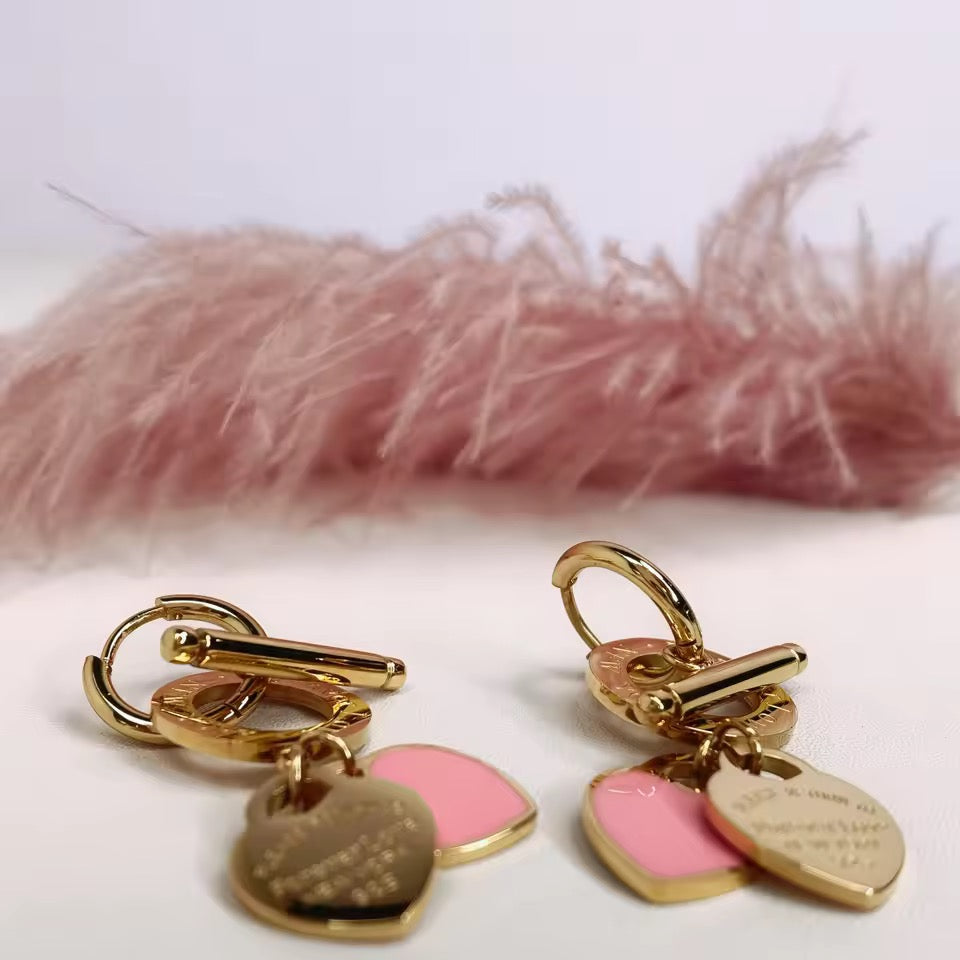 Aros Forever Love – Acero Inoxidable 316L con Dije Doble Corazón Esmaltado