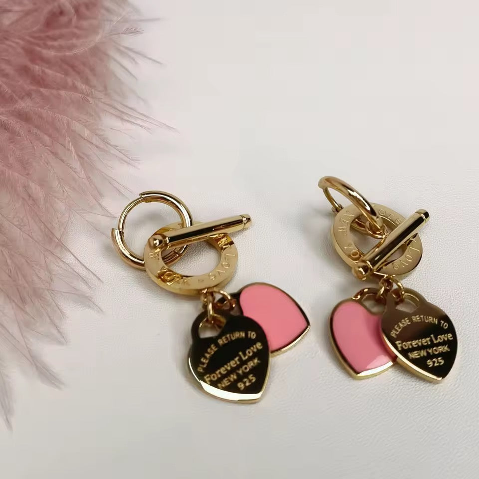 Aros Forever Love – Acero Inoxidable 316L con Dije Doble Corazón Esmaltado