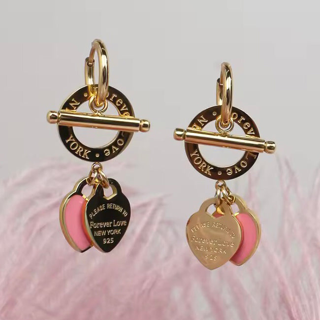 Aros Forever Love – Acero Inoxidable 316L con Dije Doble Corazón Esmaltado